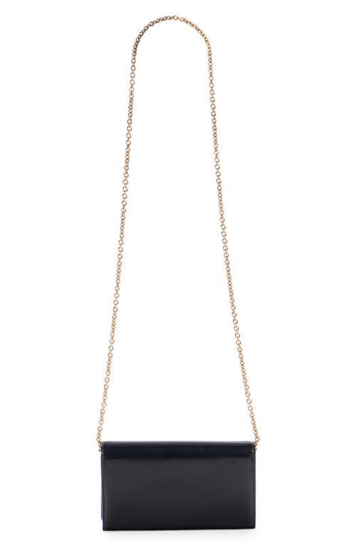 CHLOÉ Iconic Flap Wallet On Chain In Shiny Calfskin In Black Product Image