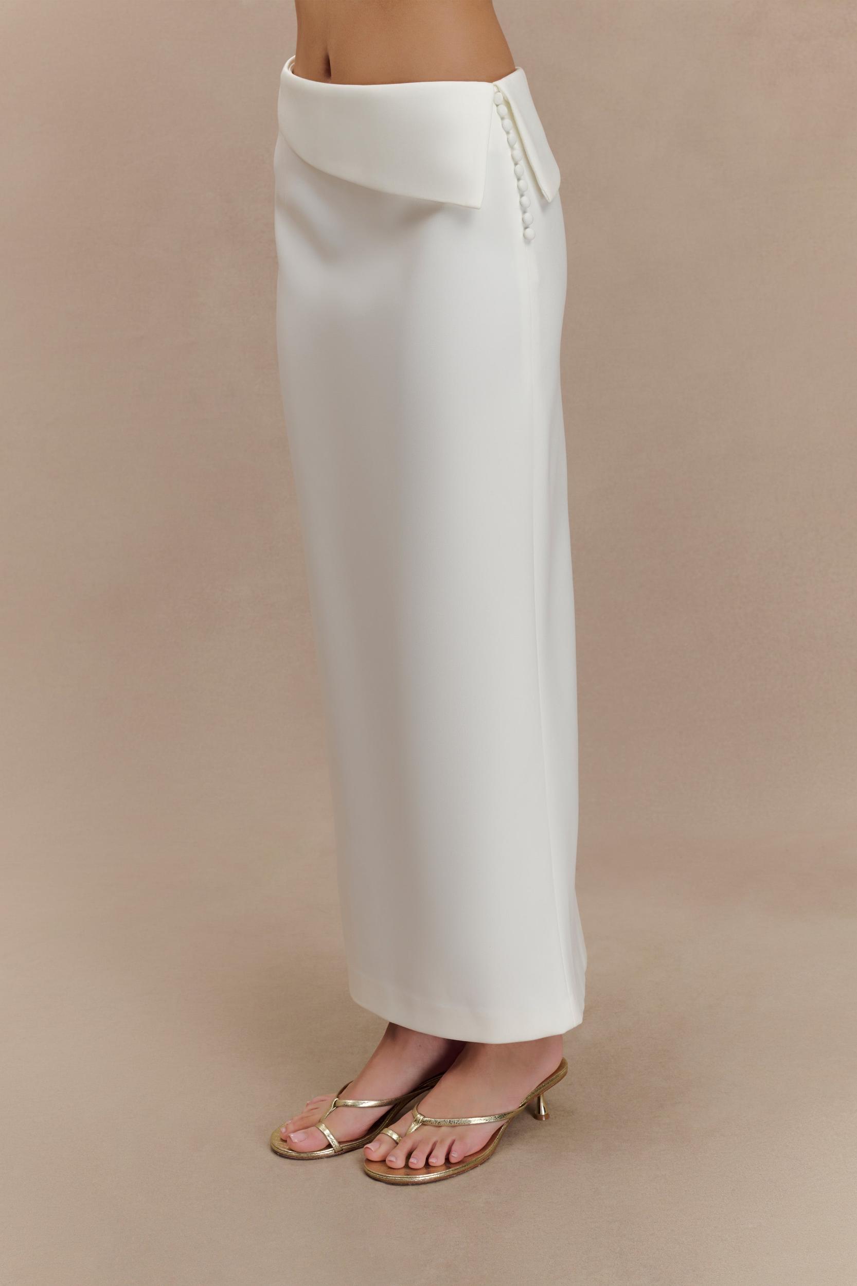 Astrid Suiting Midi Skirt - White Product Image