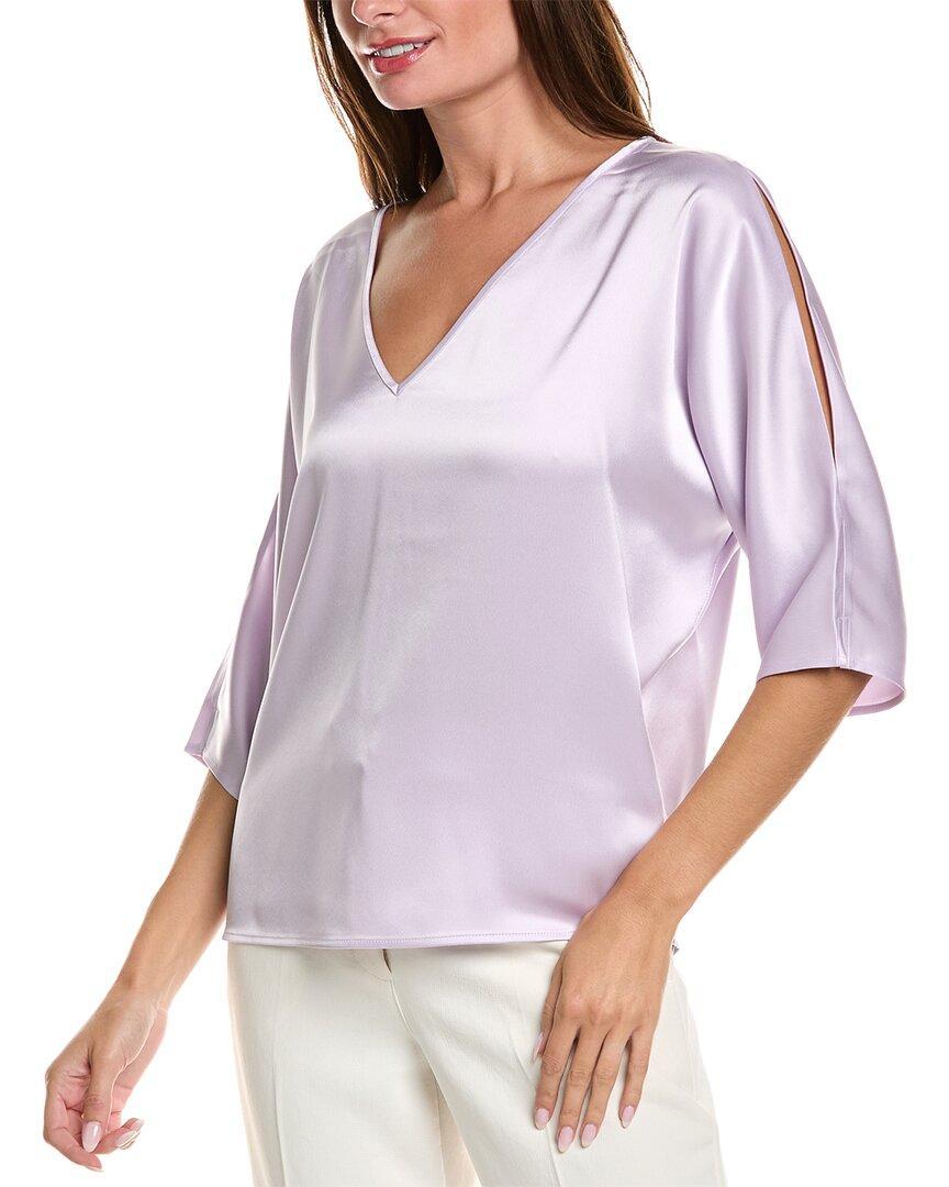 ST JOHN St. John Liquid Satin Blouse In Purple Product Image