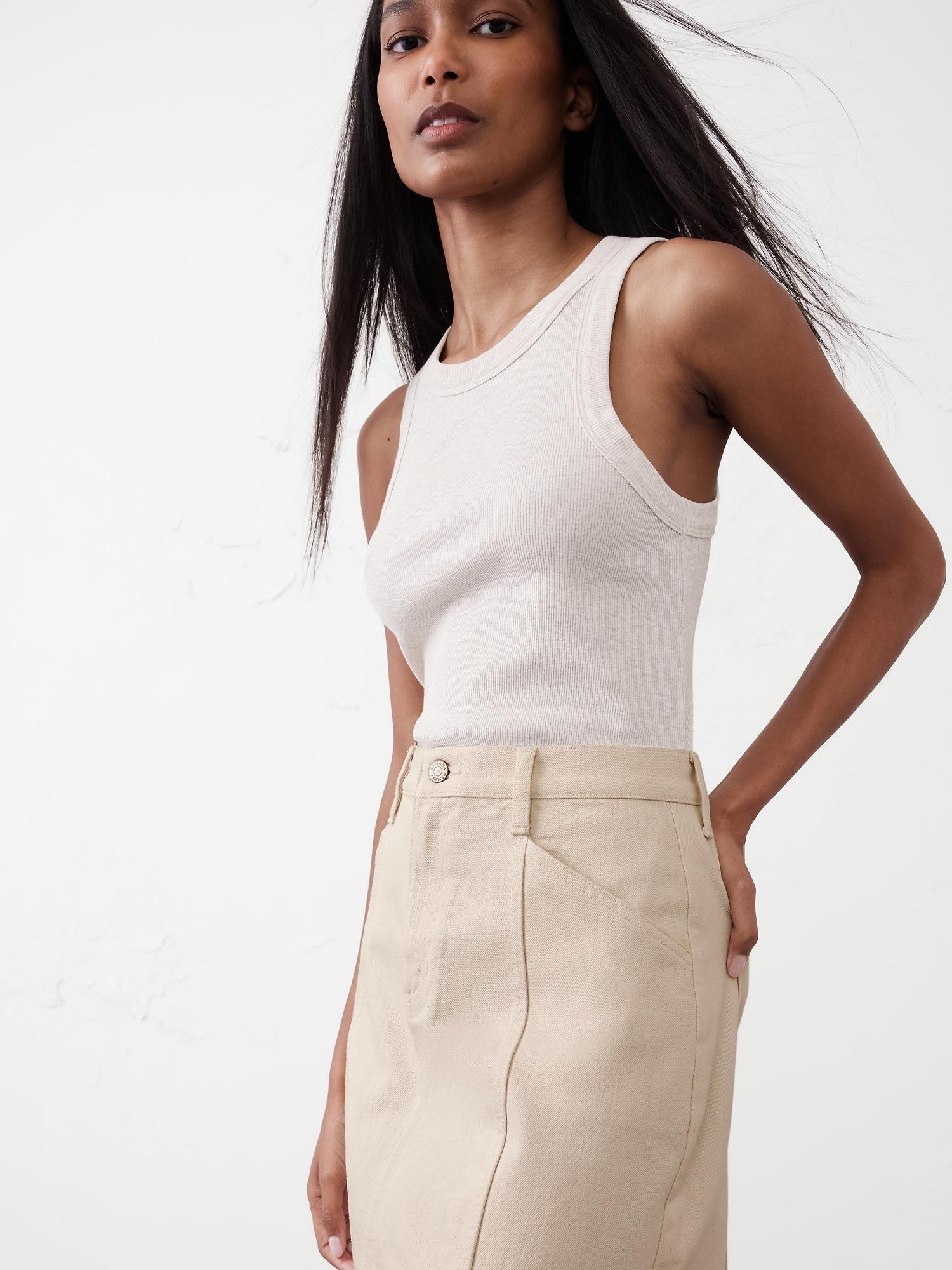 Pieced Denim Mini Skirt Product Image