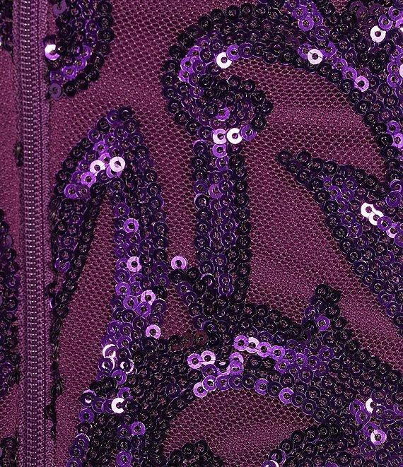 B. Darlin Sequin Pattern Halter V-Neck Contrast Inset Dress Product Image