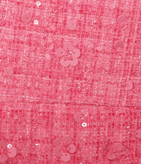 Anne Klein Sequin Tweed Round Neck Kissing Open Front Long Sleeve Jacket Product Image