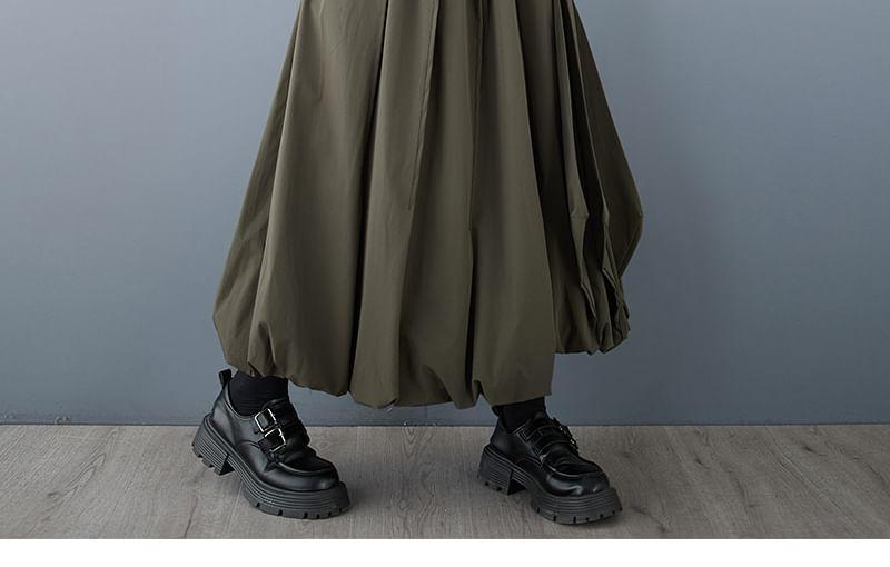 High Rise Plain Midi A-Line Skirt Product Image