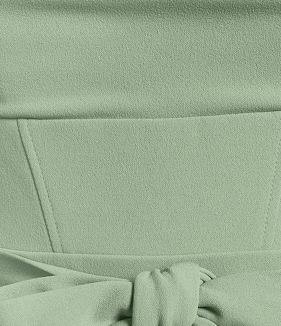 Honey and Rosie Scuba Crepe Drape Neck Spaghetti Strap Corset-Inspired Bodice Tie Front Full Length Jumpsuit Product Image