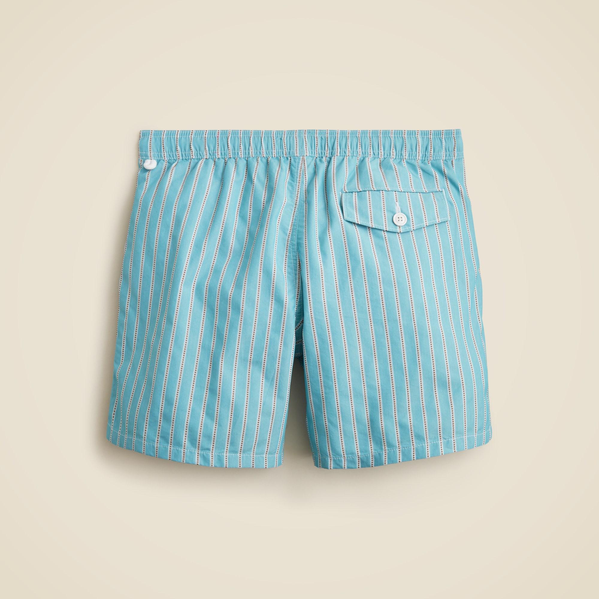 6" cotton-nylon blend dobby swim trunk in stripe Product Image