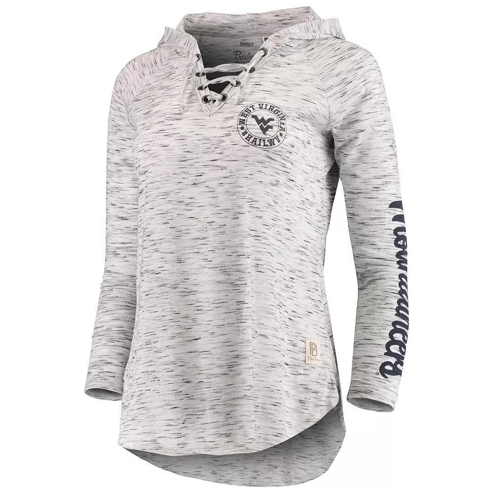 Women's Pressbox Gray West Virginia Mountaineers Space Dye Lace-Up V-Neck Long Sleeve T-Shirt, Size: Medium, Grey Product Image