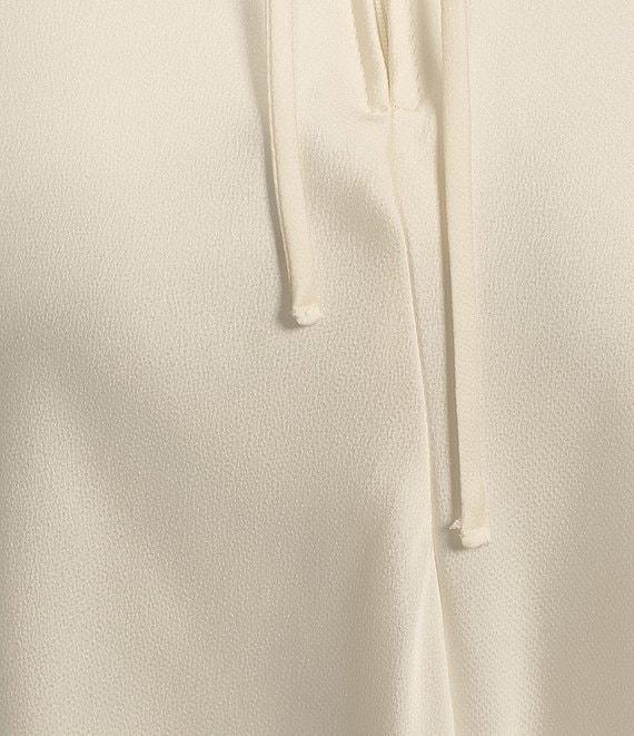 B. Darlin Bubble Satin V-Neck Spaghetti Strap Criss Cross Back Long Dress Product Image