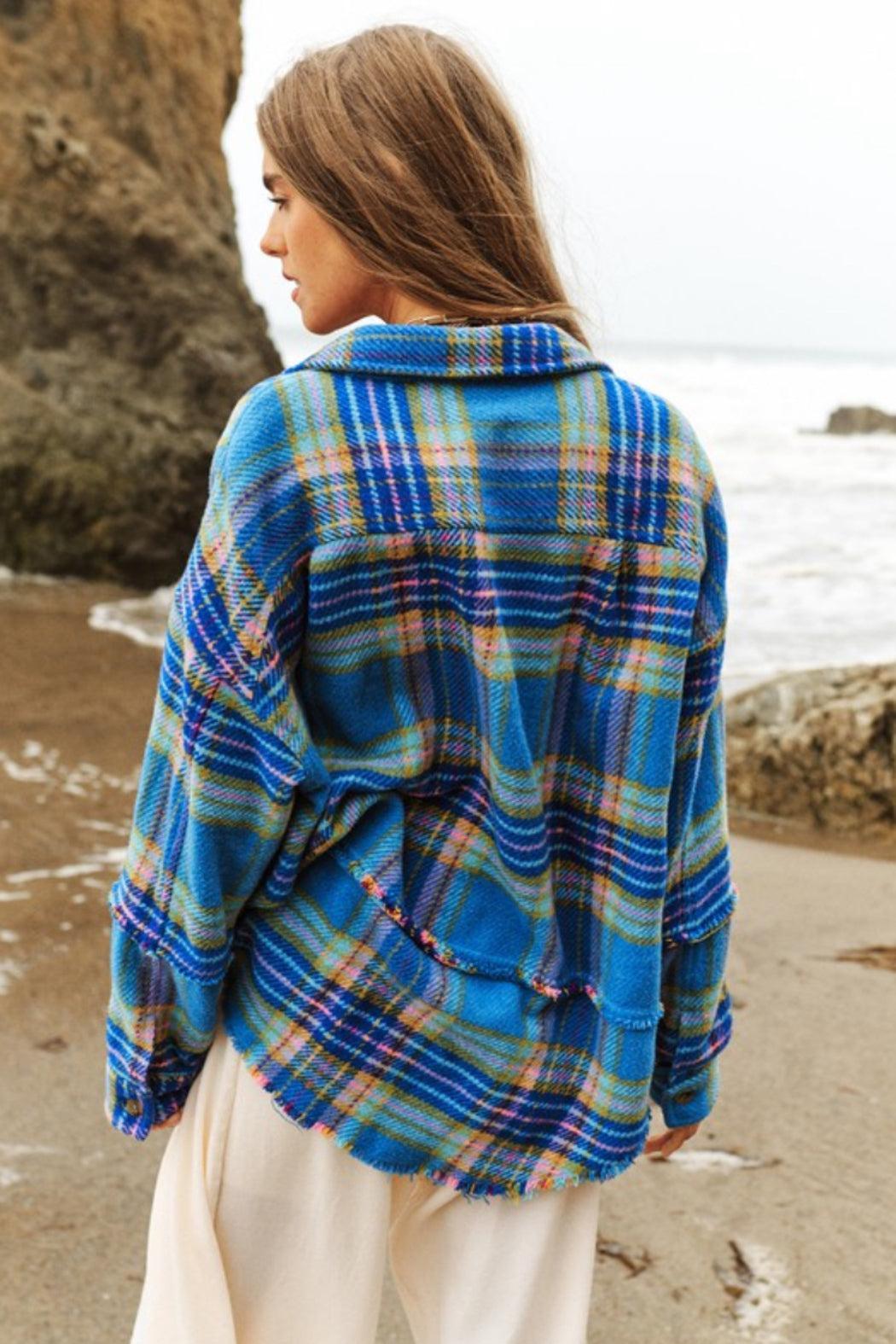 Blue Plaid Shacket Product Image