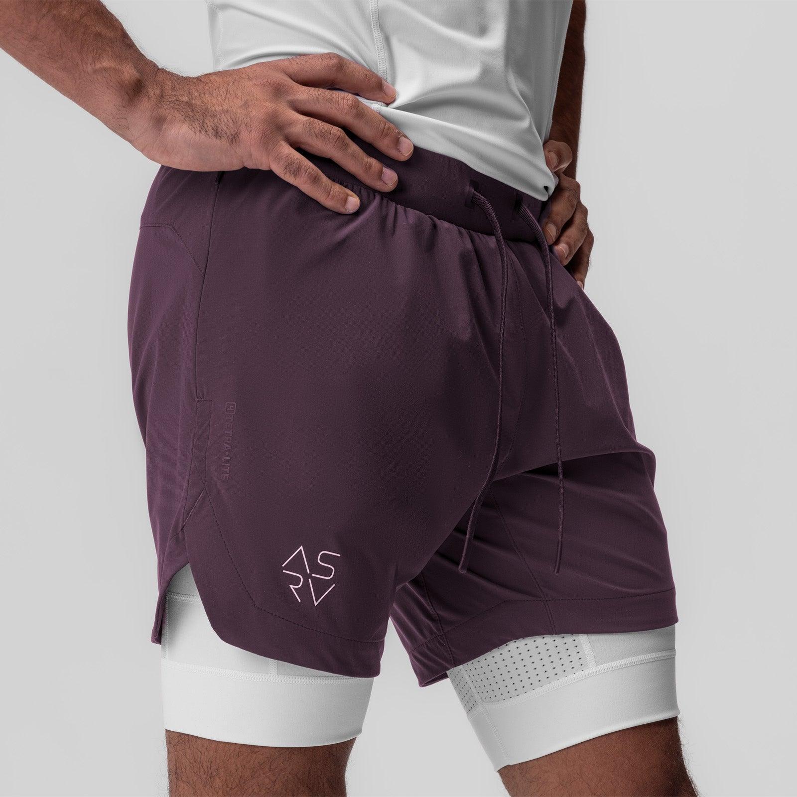 0866. Tetra-Lite® 7" Liner Short - Deep Purple "Cyber"/White Product Image