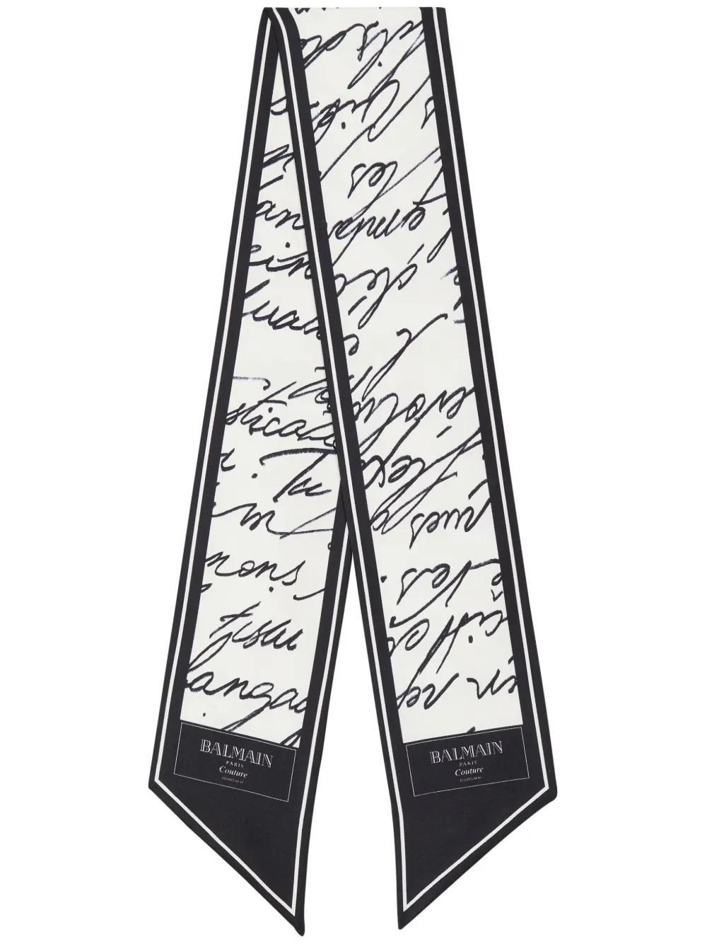 BALMAIN Logo-print Scarf In Gab Blanc/noir Gab Product Image