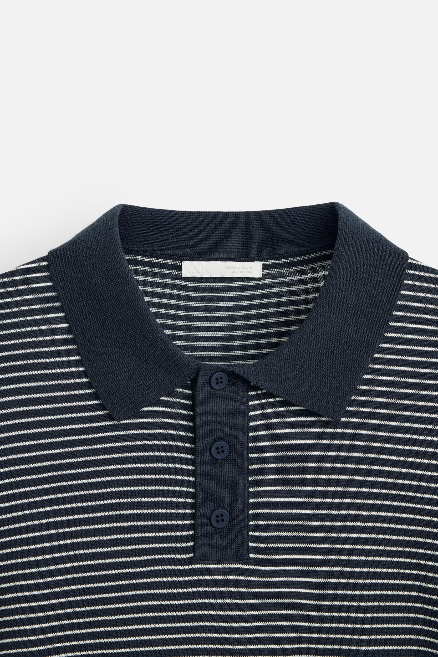 STRIPED KNIT POLO SHIRT Product Image