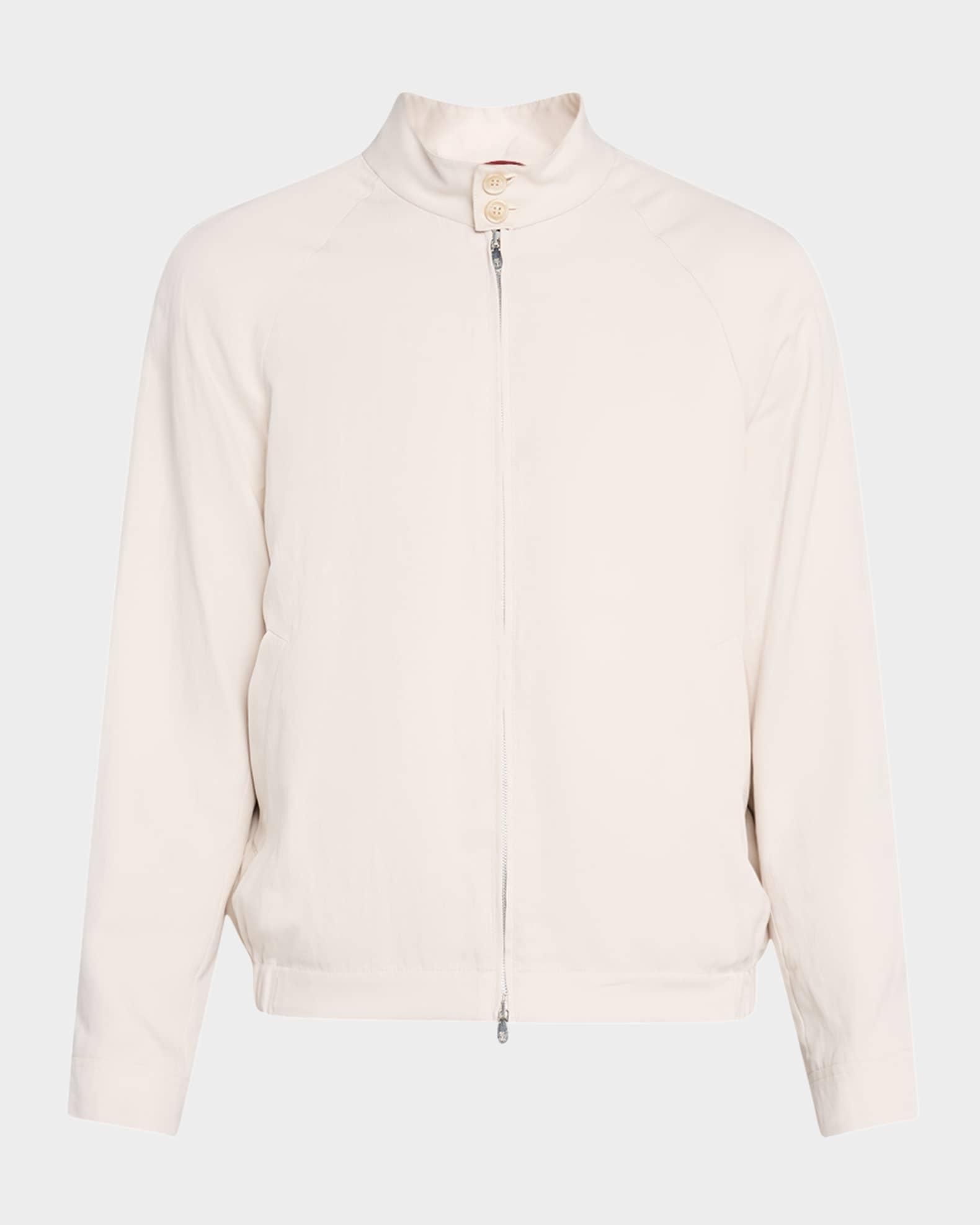 Men's Linen and Silk Full-Zip Bomber Jacket Product Image