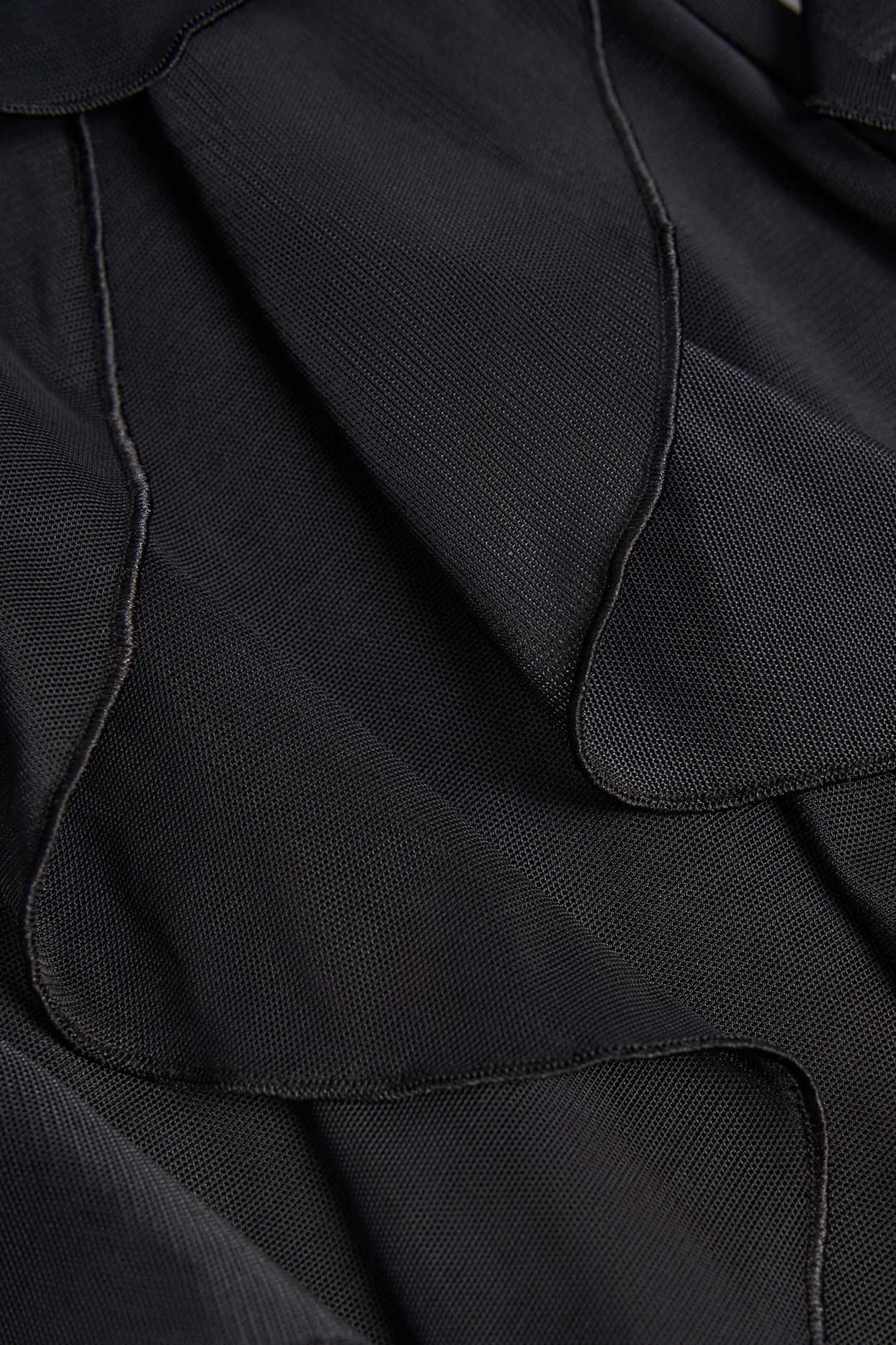 Ruffled Mid-Rise Flared Trousers in Black Product Image