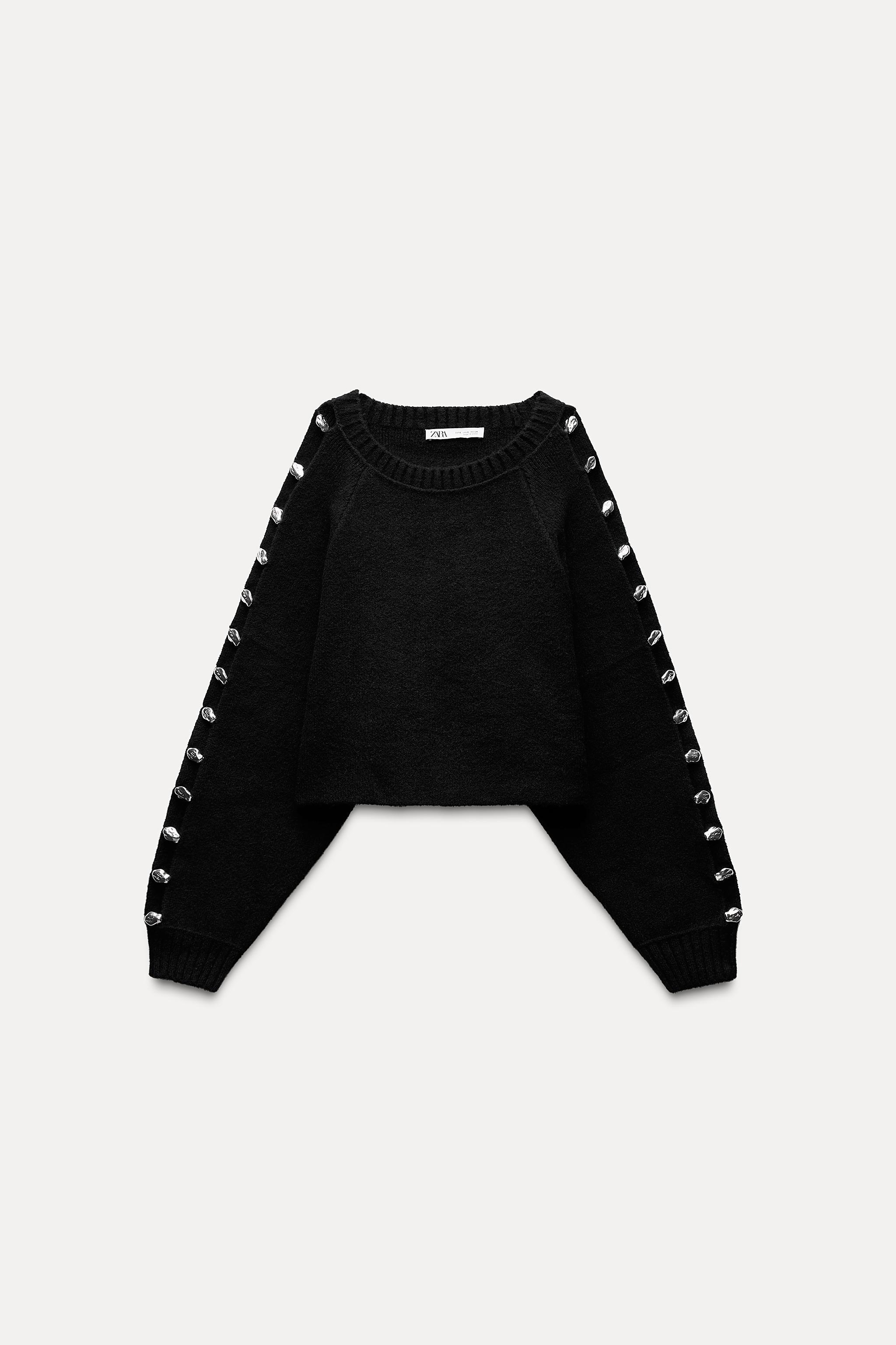 BOBBLE SLEEVE KNIT SWEATER Product Image