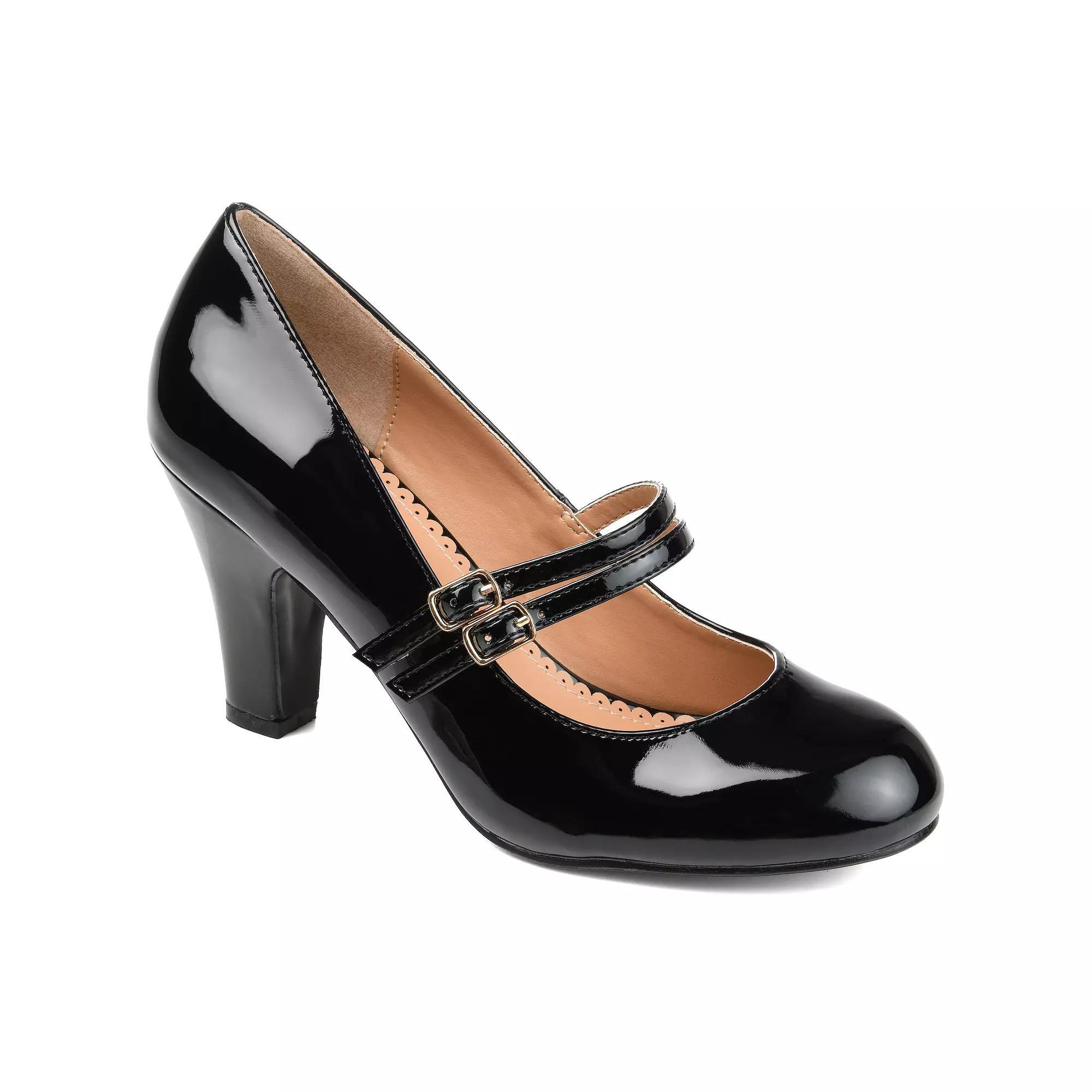 Journee Windy Women's Mary Jane High Heels, Size: 11 Wide, Black Patent Product Image