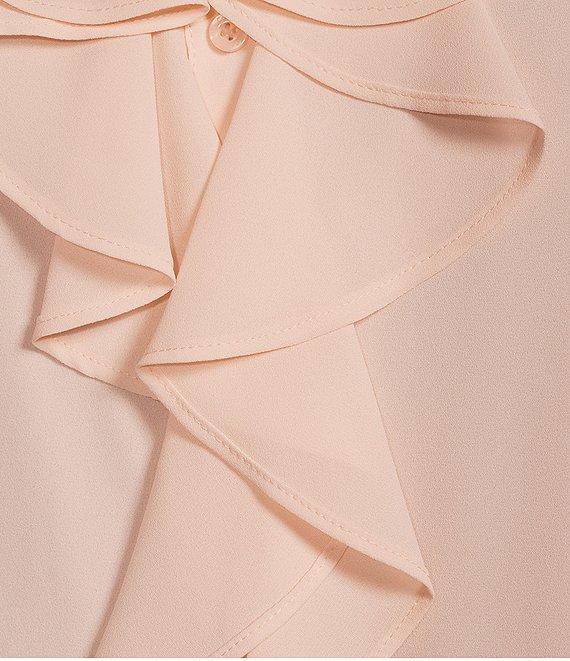 Calvin Klein Futter Sleeve Point Collar Ruffle Button Front Blouse Product Image