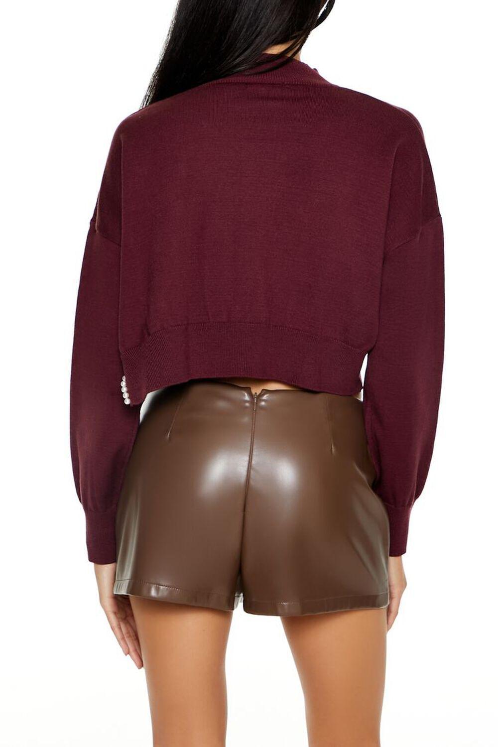 Faux Pearl-Trim Cropped Sweater | Forever 21 Product Image