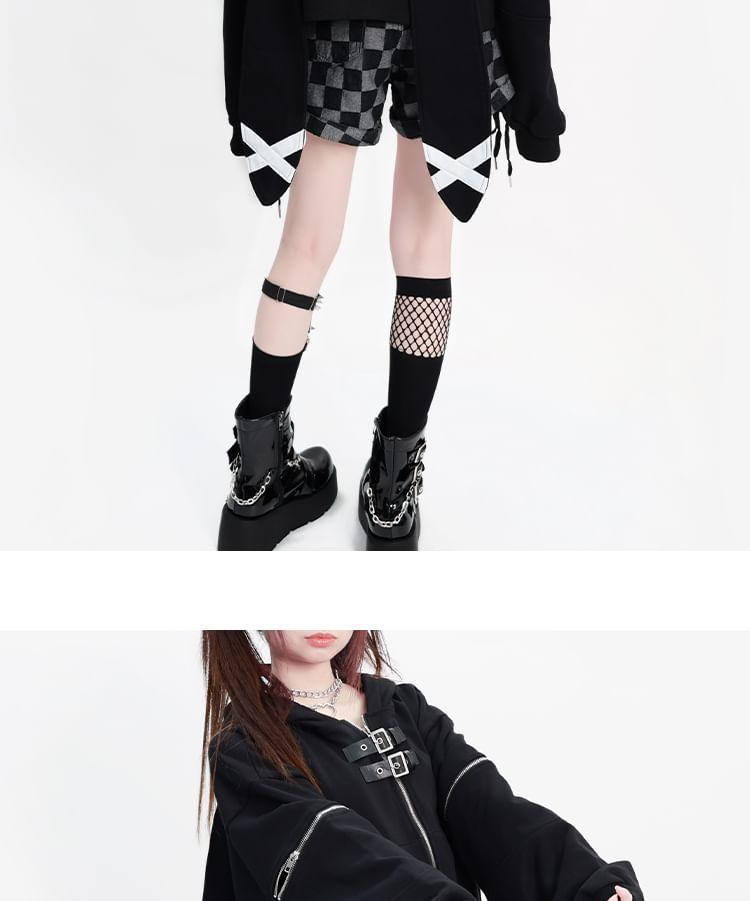 Rabbit Ear Accent Buckled Zip-Up Hoodie Product Image