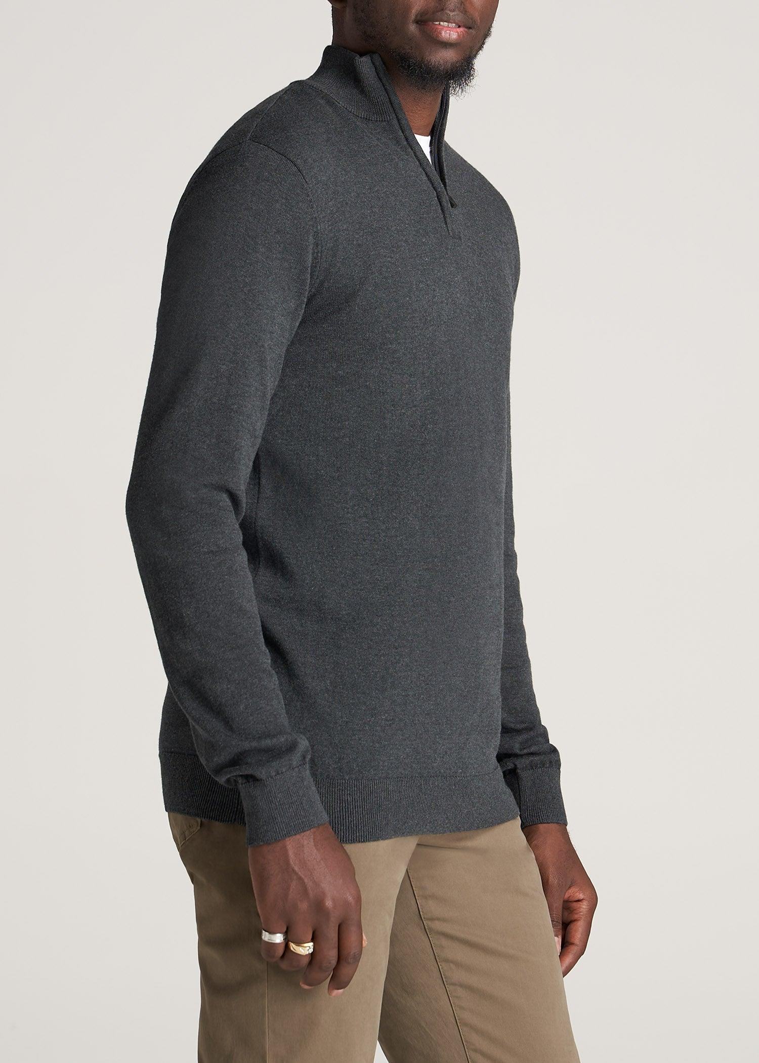 Everyday Quarter-Zip Sweater for Tall Men in Charcoal Mix Male Product Image