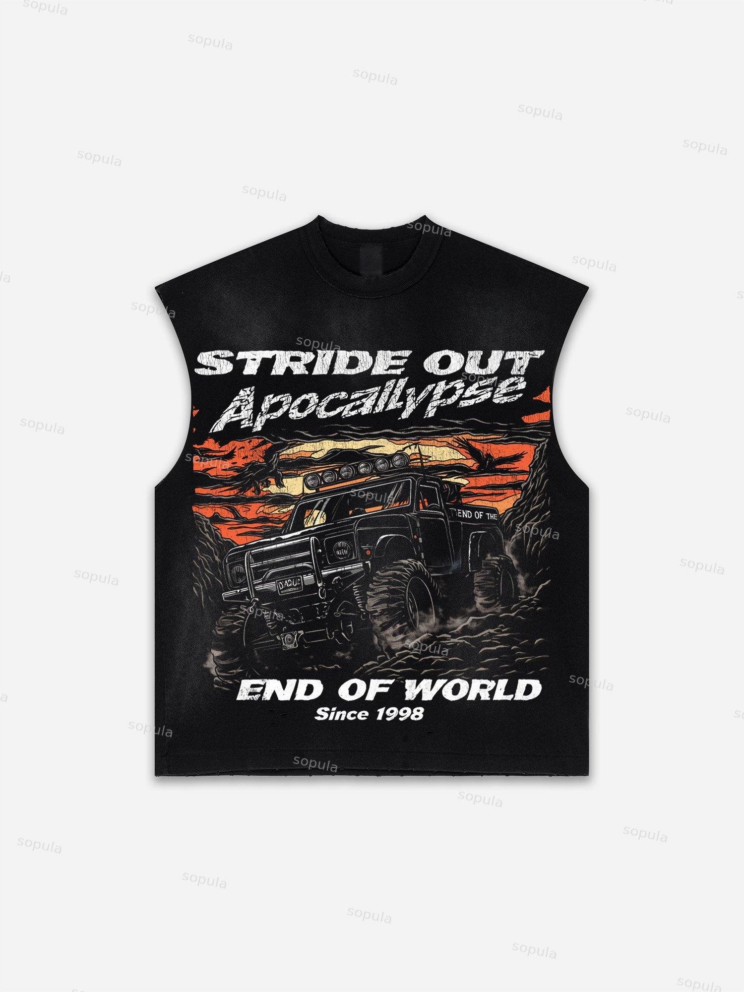 Sopula Men's Lips Graphic Print Distressed Tank Tops Sleeveless Shirts Product Image