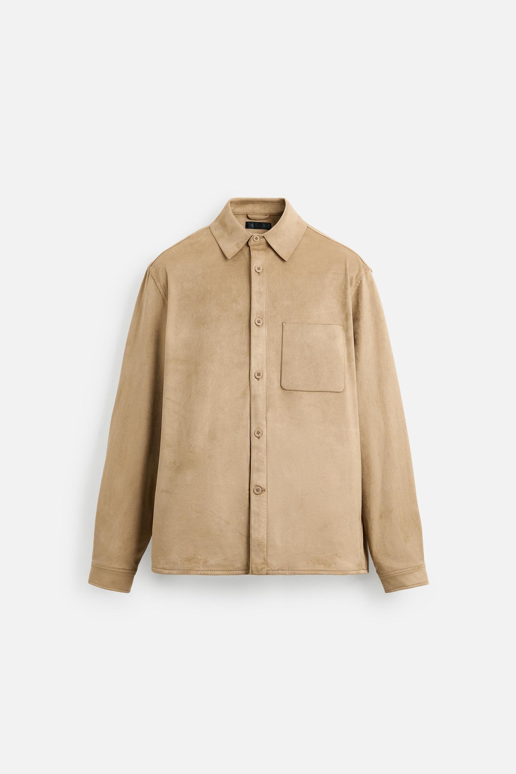 LIGHTWEIGHT FAUX SUEDE OVERSHIRT Product Image