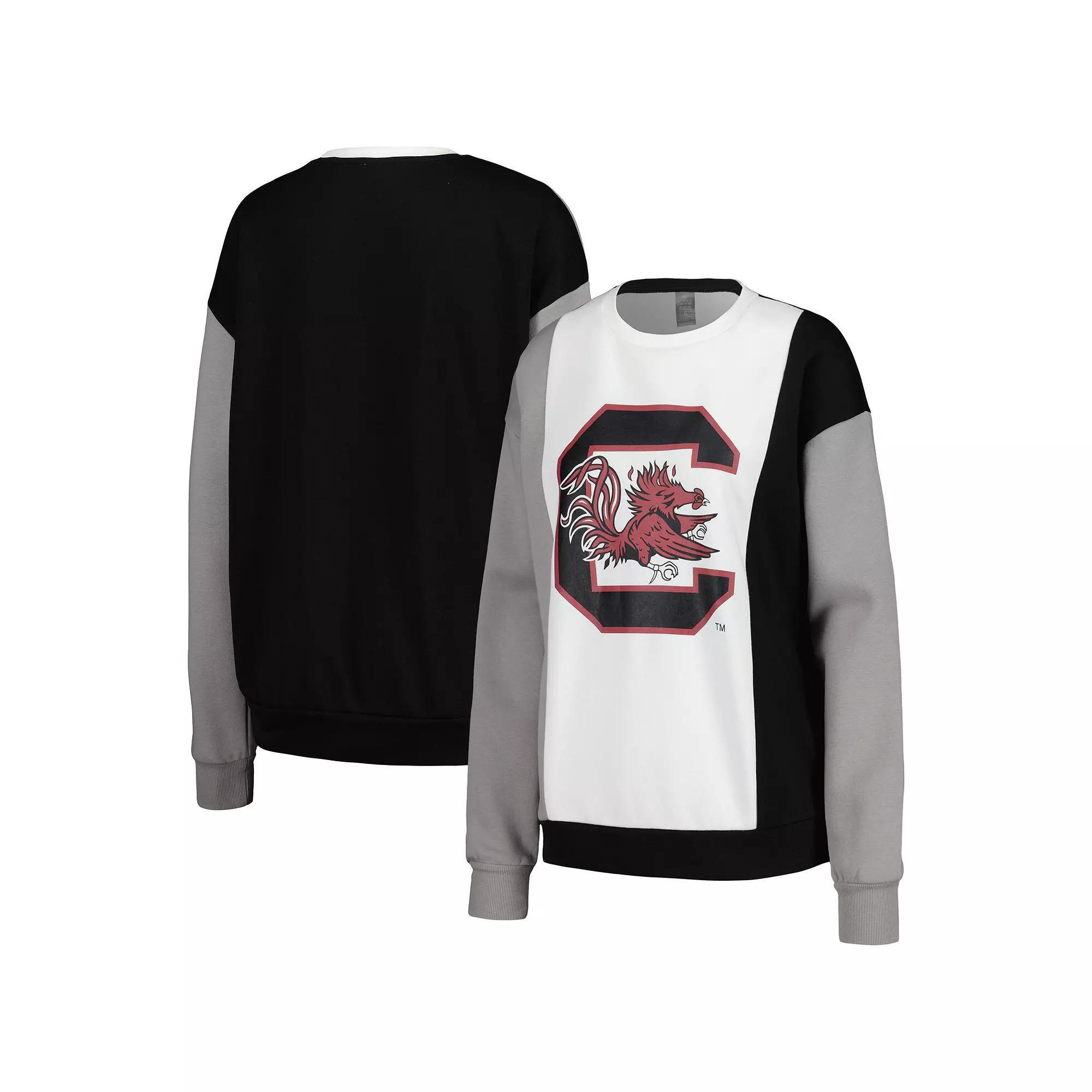 Women's Gameday Couture White/Black South Carolina Gamecocks Vertical Color-Block Pullover Sweatshirt, Size: Small Product Image