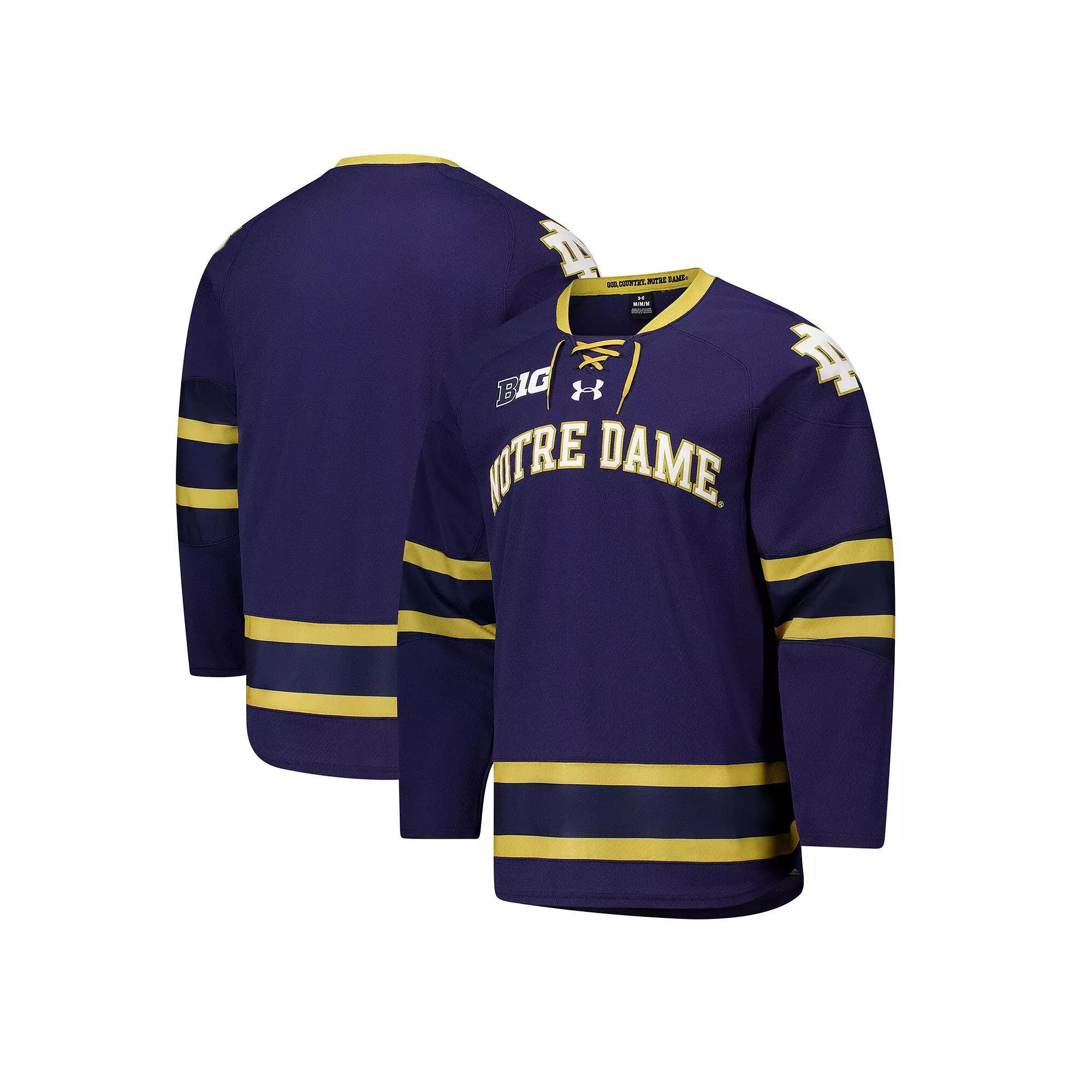 Men's Under Armour Navy Notre Dame Fighting Irish Replica Hockey Jersey,  Product Image