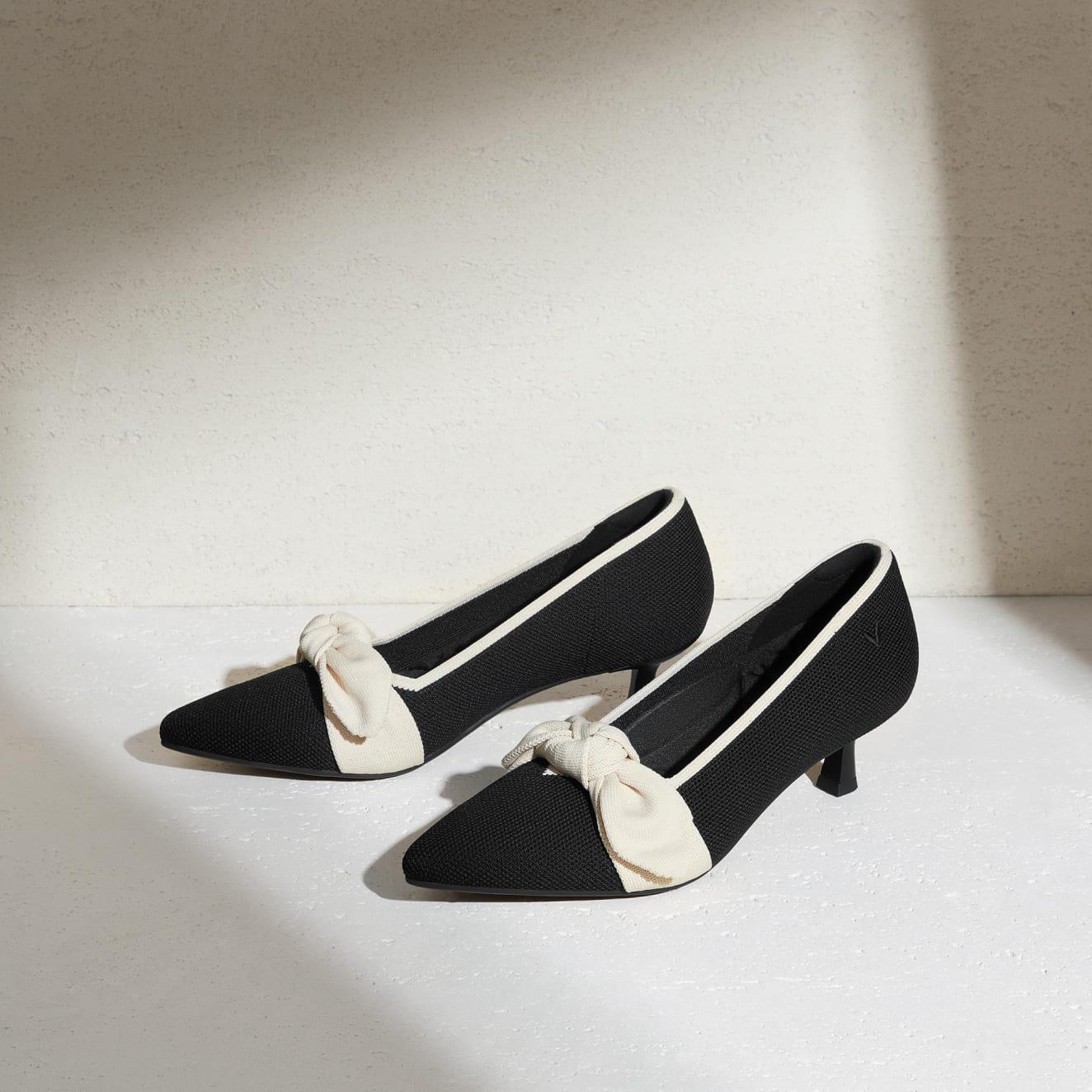 Pointed-Toe Bow Kitten Heels (Sasha) Product Image