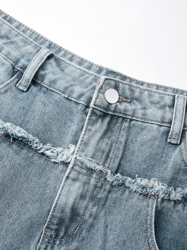 Men's Faded Patchwork Distressed Loose Jeans Product Image