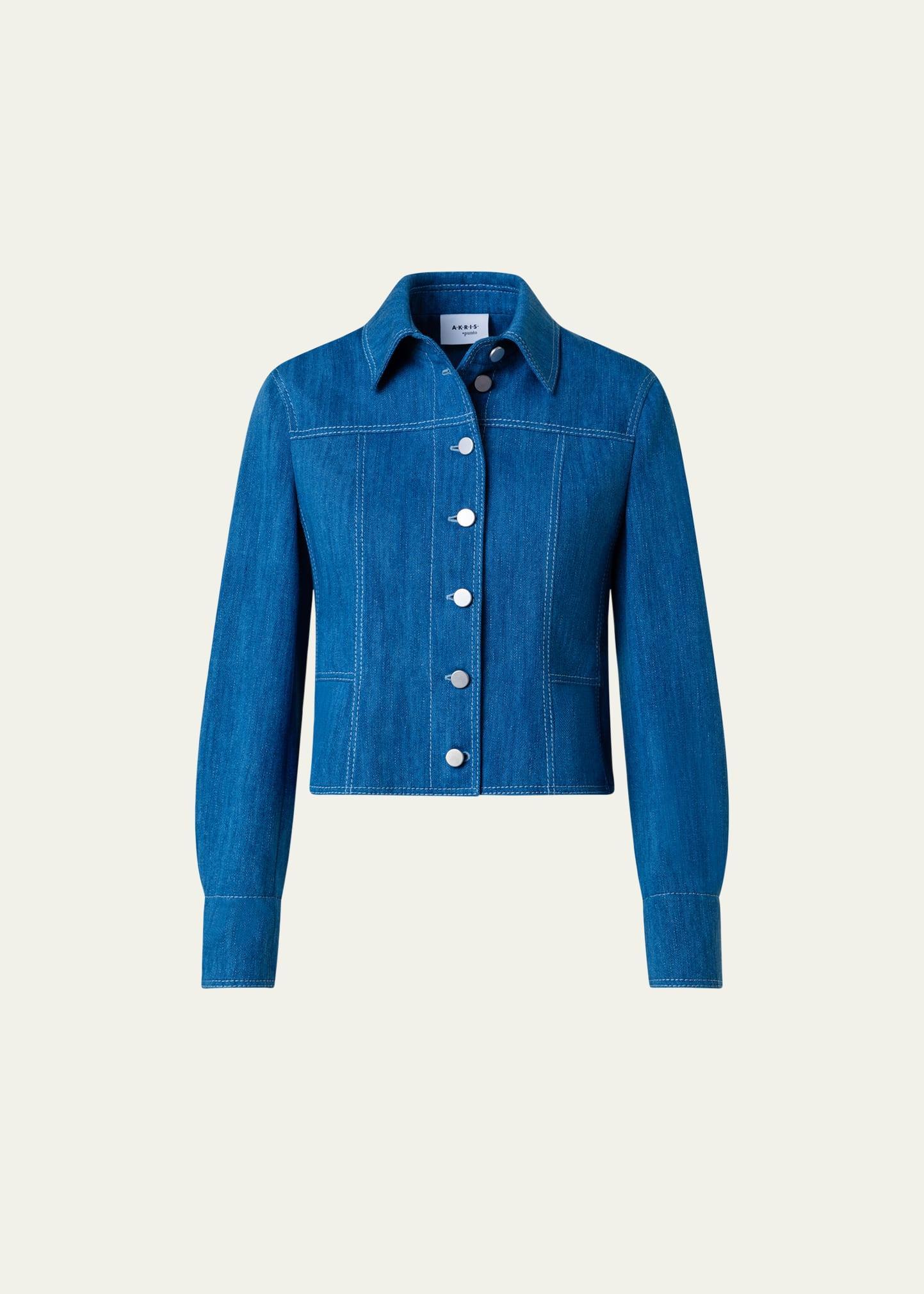 Womens Cropped Denim Jacket Product Image