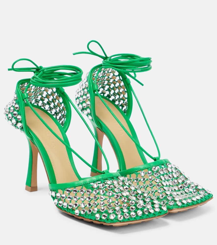 BOTTEGA VENETA 90mm Sparkle Stretch Pumps In Green Product Image