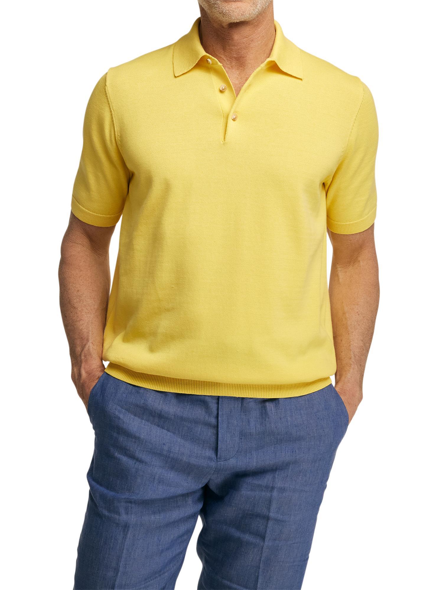 Supima Cotton Three Button Polo - Light Yellow Product Image