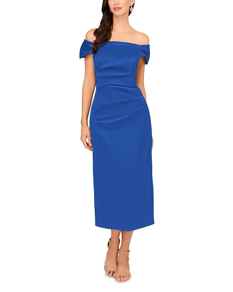 Womens Stretch Mikado Off-the-Shoulder Midi-Dress Product Image