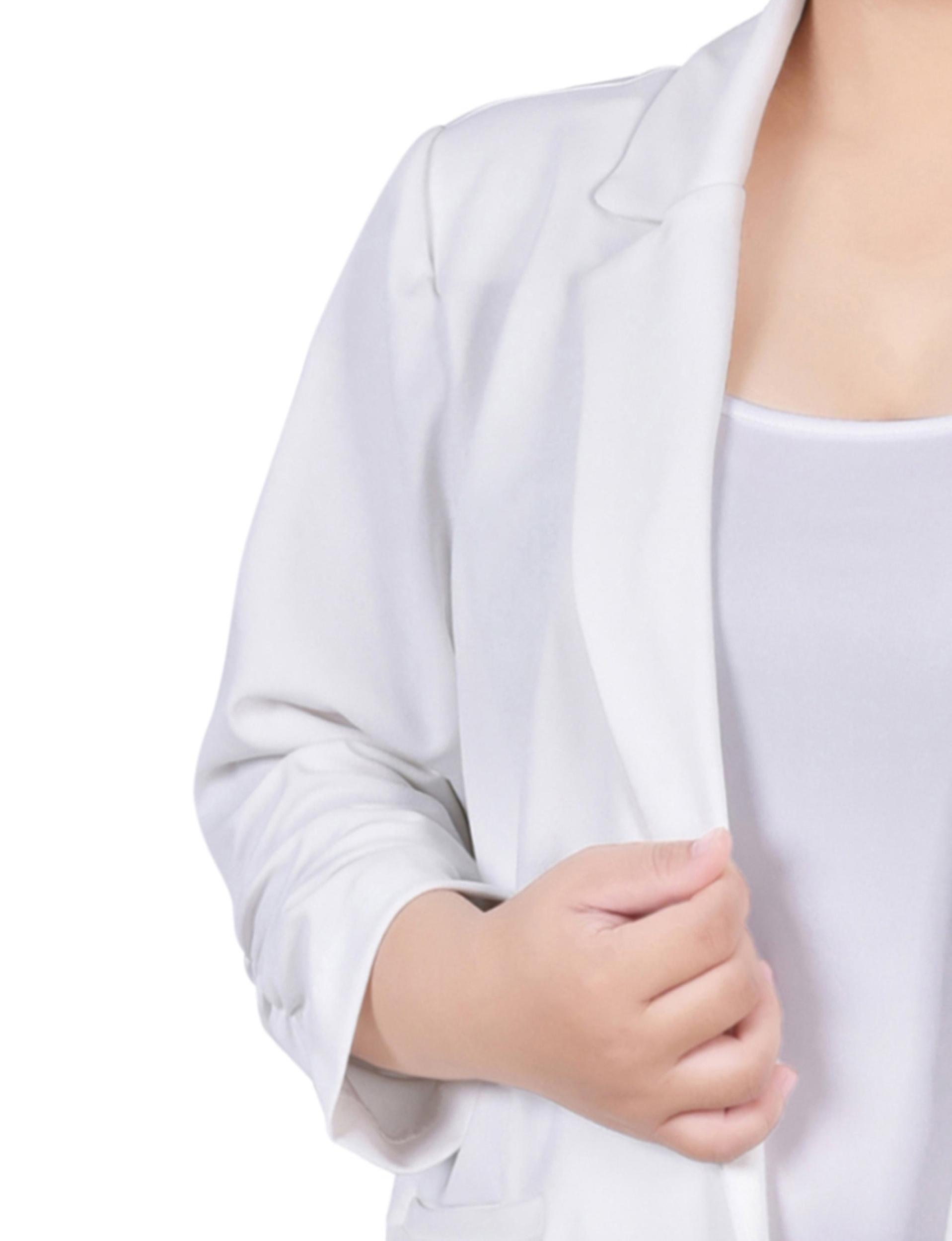 Ivory Long Sleeve Scuba Crepe Jacket - Plus Product Image