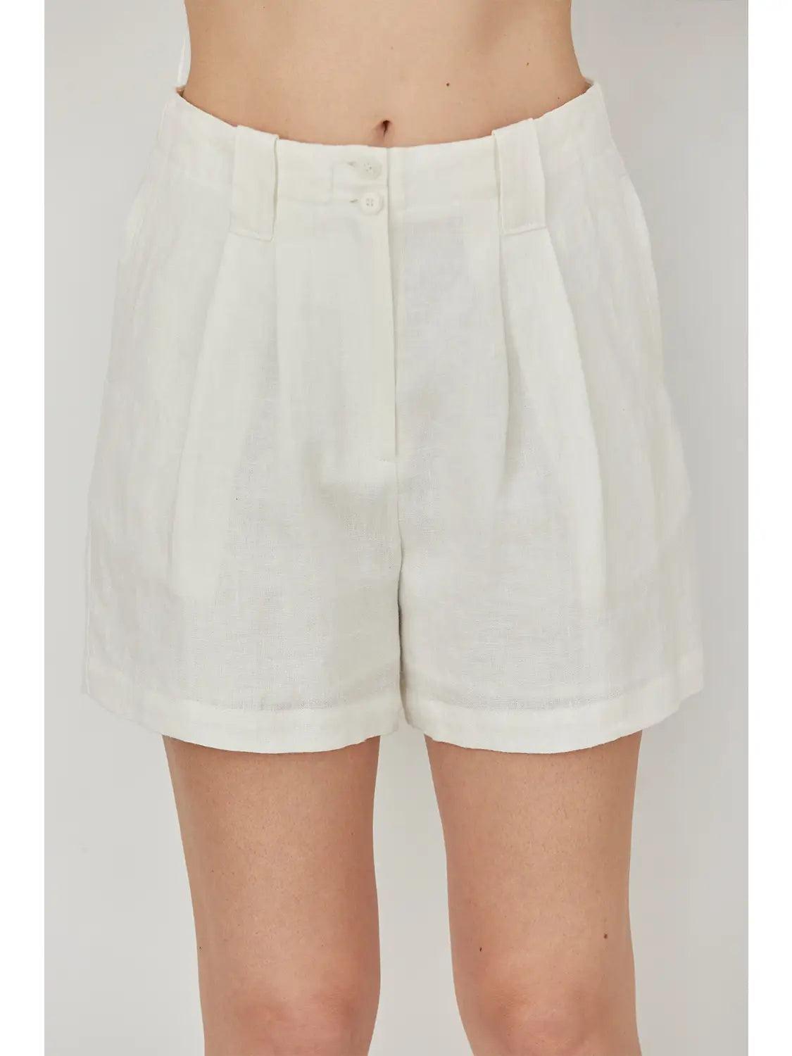 Lined Pleated Linen Shorts Product Image