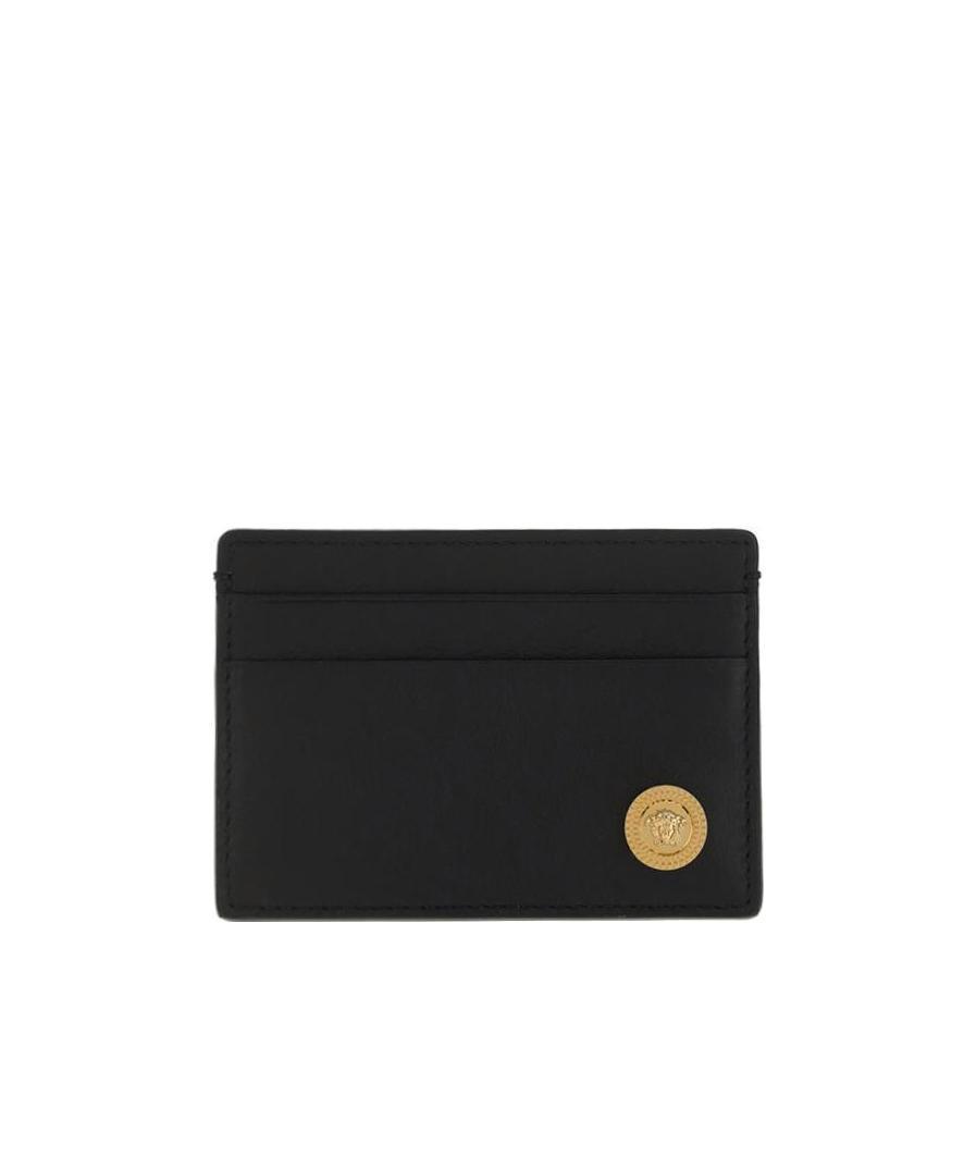 VERSACE Medusa Leather Cardholder In Black Product Image