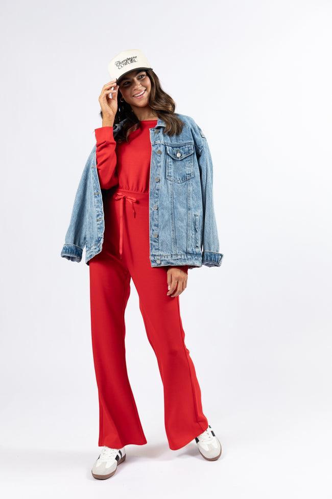 Wear It Out Red Boat Neck Jumpsuit SALE Product Image