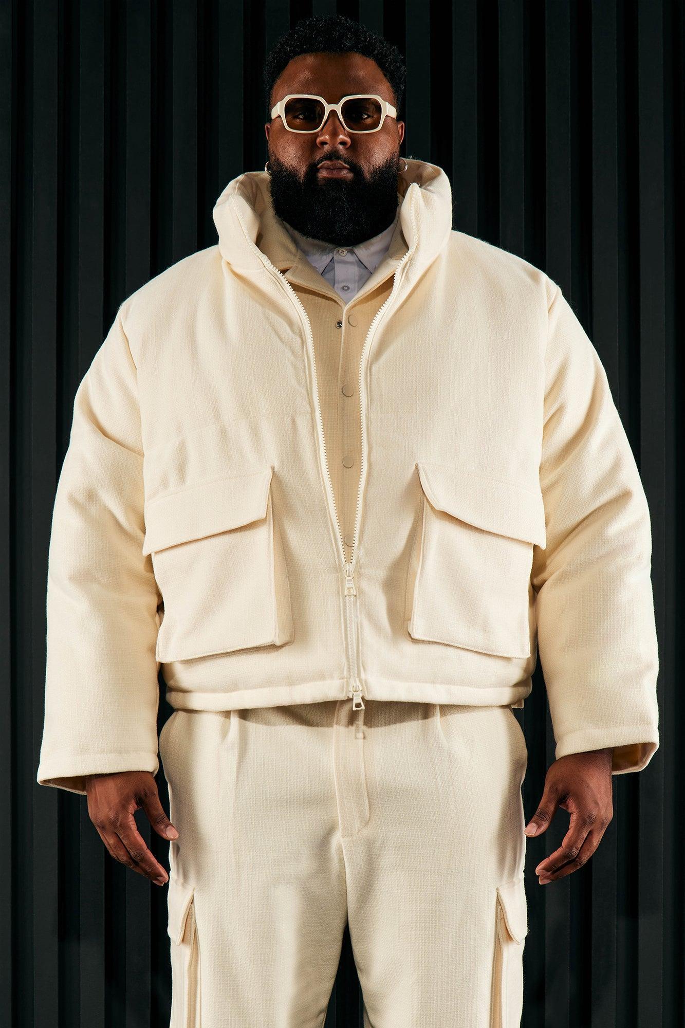 Wilder Textured Weave Cropped Puffer - Cream Product Image