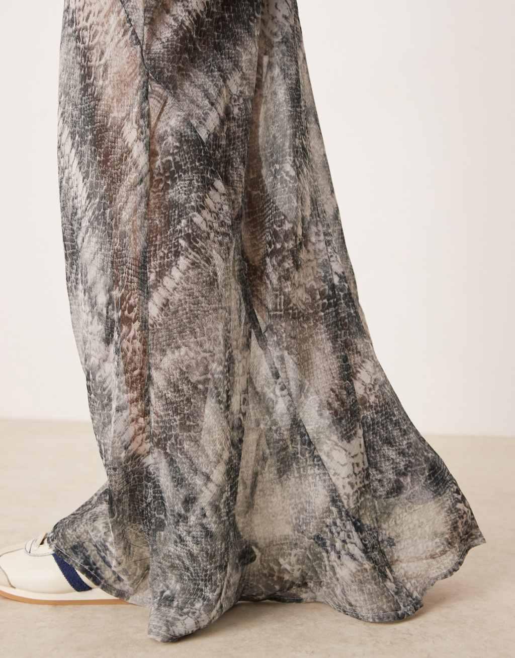 ASOS DESIGN Petite sheer maxi skirt in snake print Product Image
