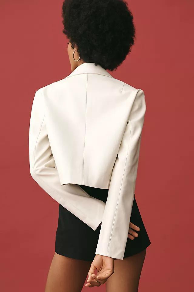 Maeve Faux Leather Collared Crop Jacket Product Image