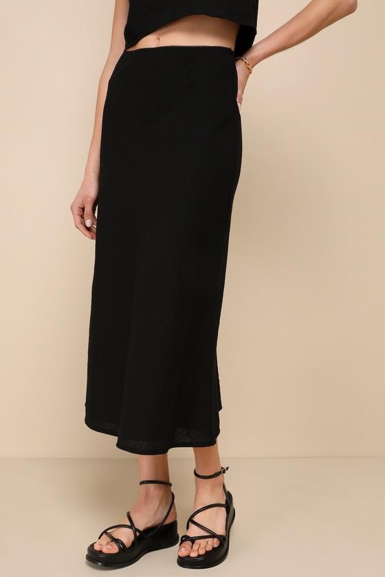 Pleasant Poise Black High-Rise A-Line Midi Skirt Product Image