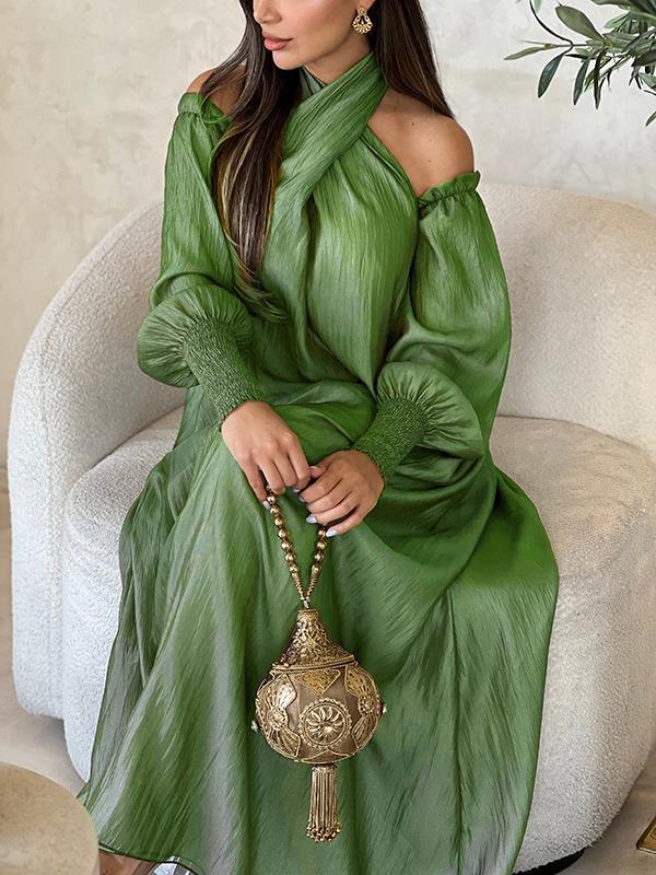 Loose Solid Color Long Sleeves Maxi Dresses Product Image