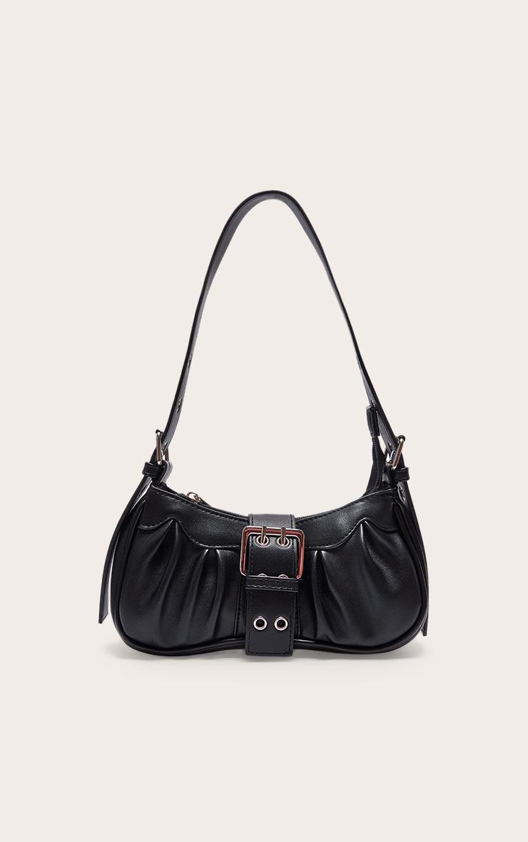 Black PU Eyelet Buckle Shoulder Bag Product Image