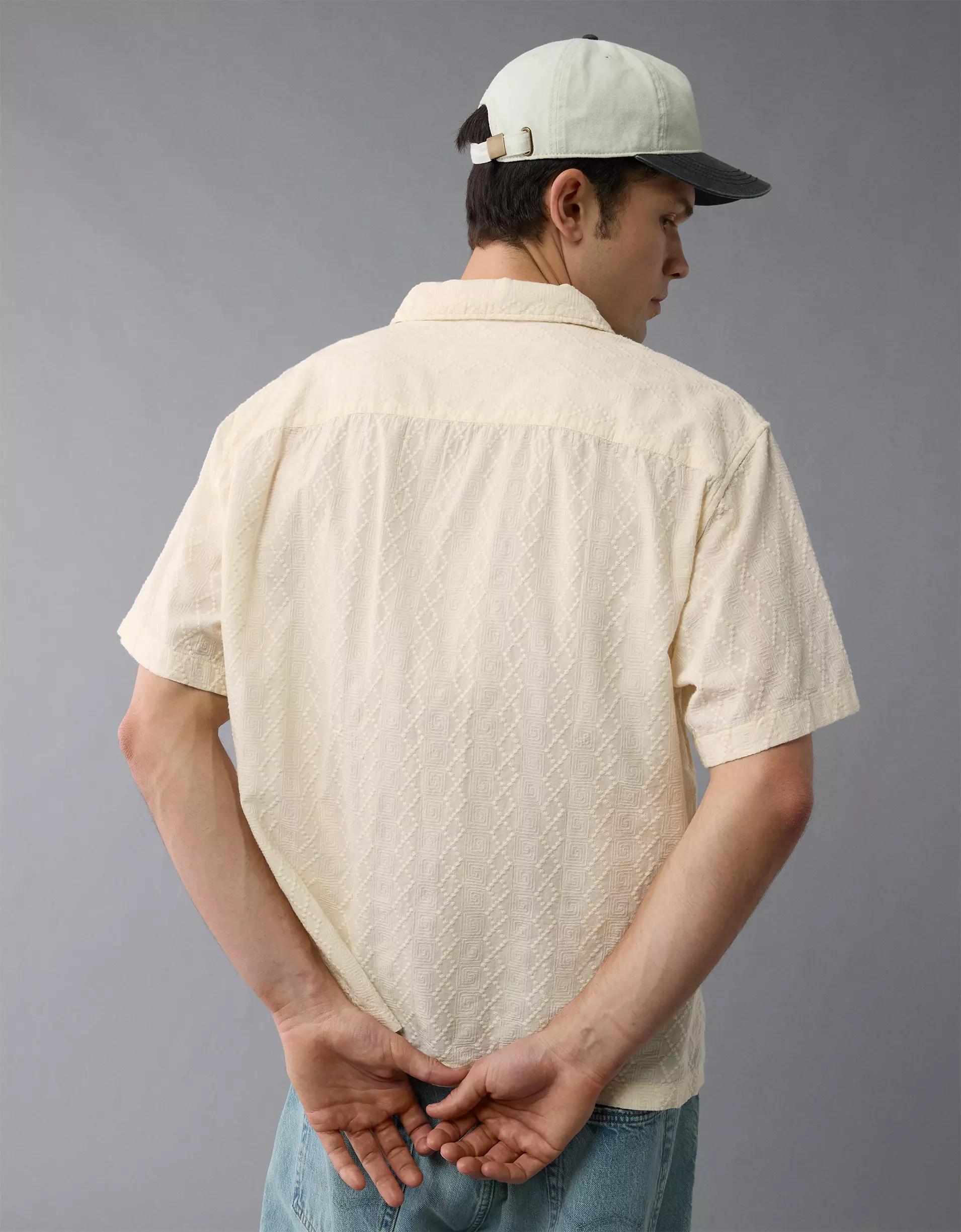 AE Poolside Textured Printed Button-Up Shirt Product Image