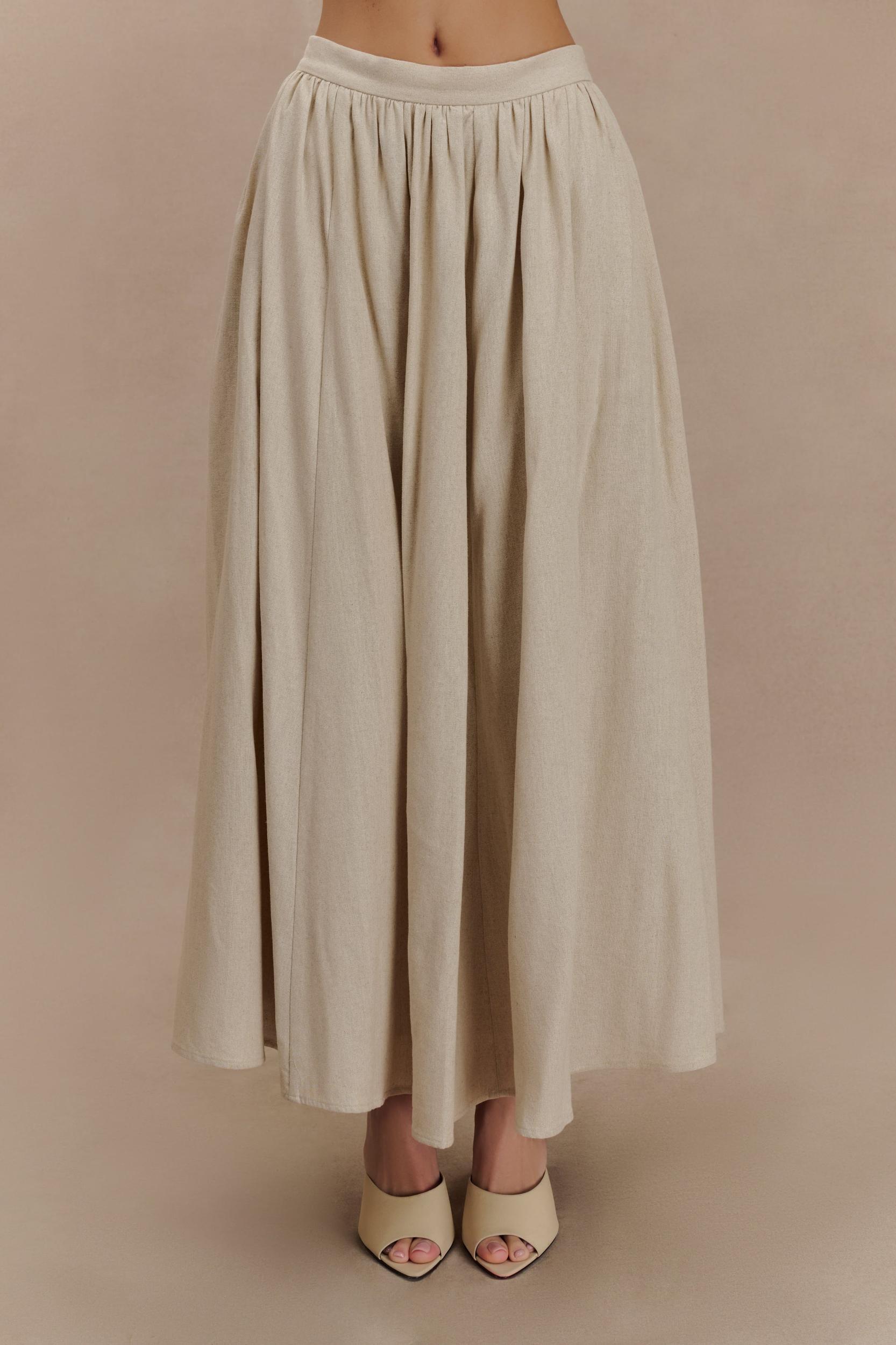 Clarence Linen A-Line Maxi Skirt - Natural Product Image
