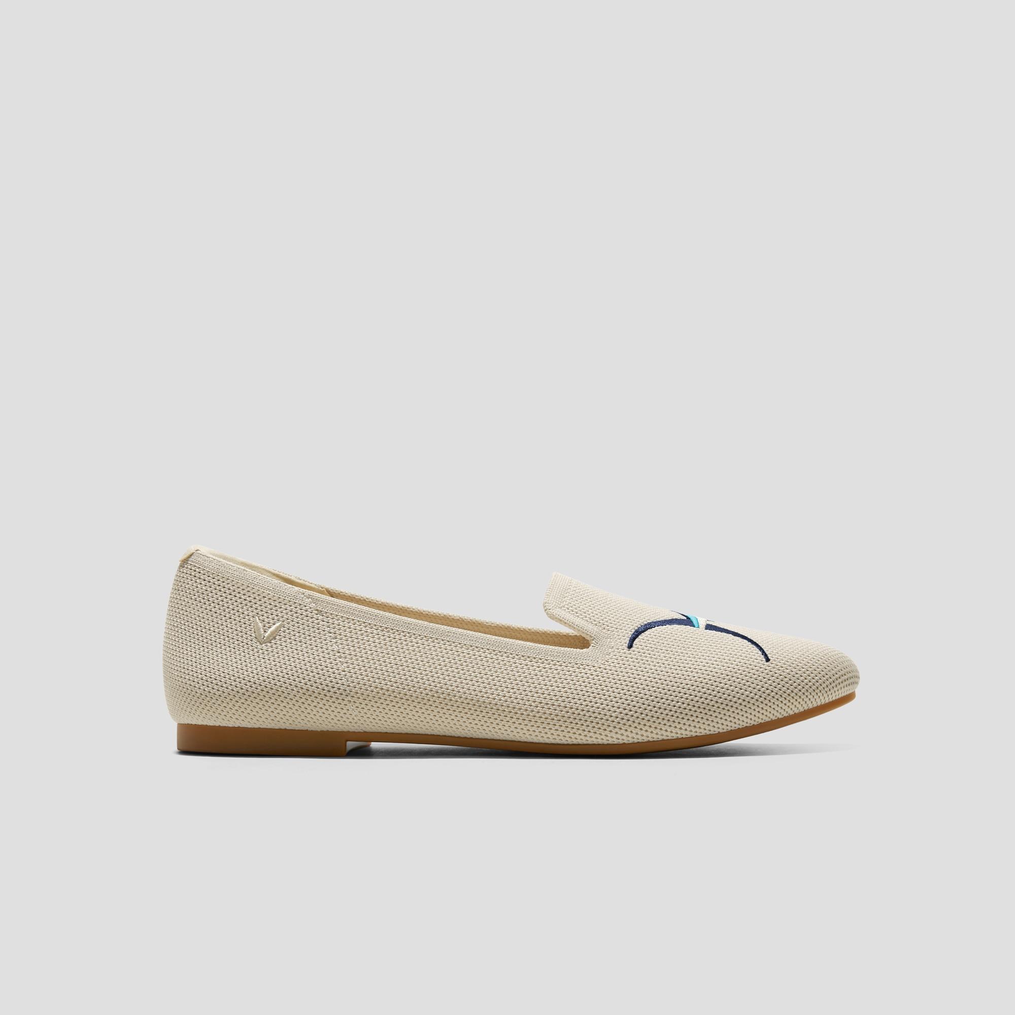 Round-Toe Embroidered Loafers (Audrey) Product Image