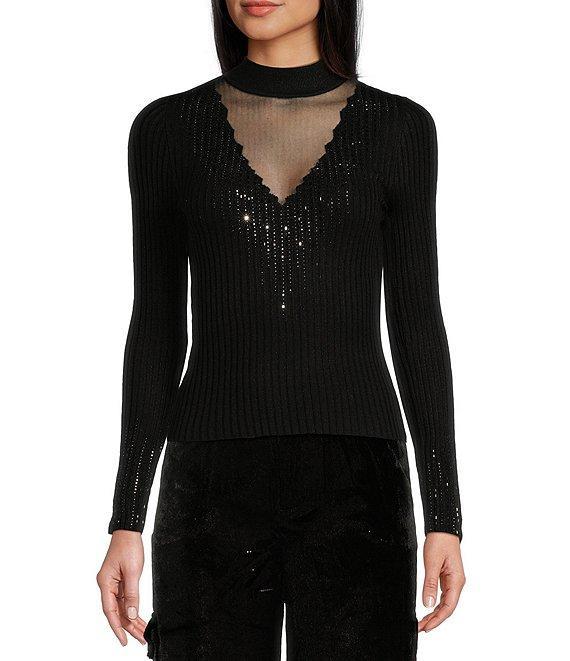 Guess Alice Rhinestone-Embellished High Neck Sweater Product Image