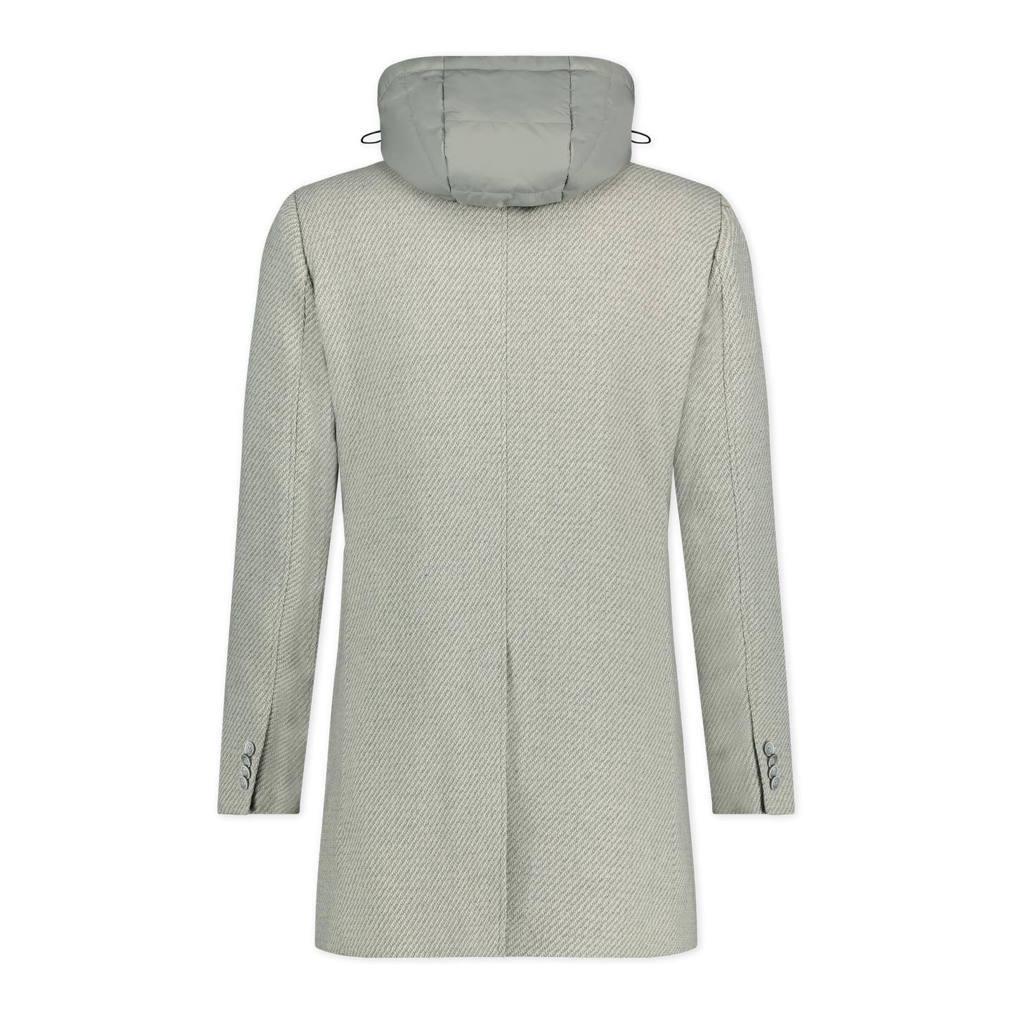Blue Industry Wool Twill Coat with Removable Hood Product Image