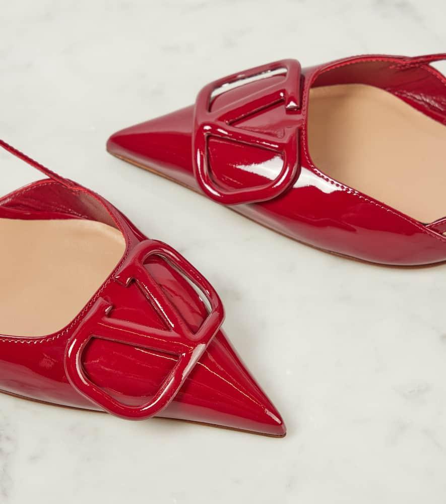 VALENTINO GARAVANI Vlogo Signature Patent Leather Slingback Pumps In Scarlet Product Image