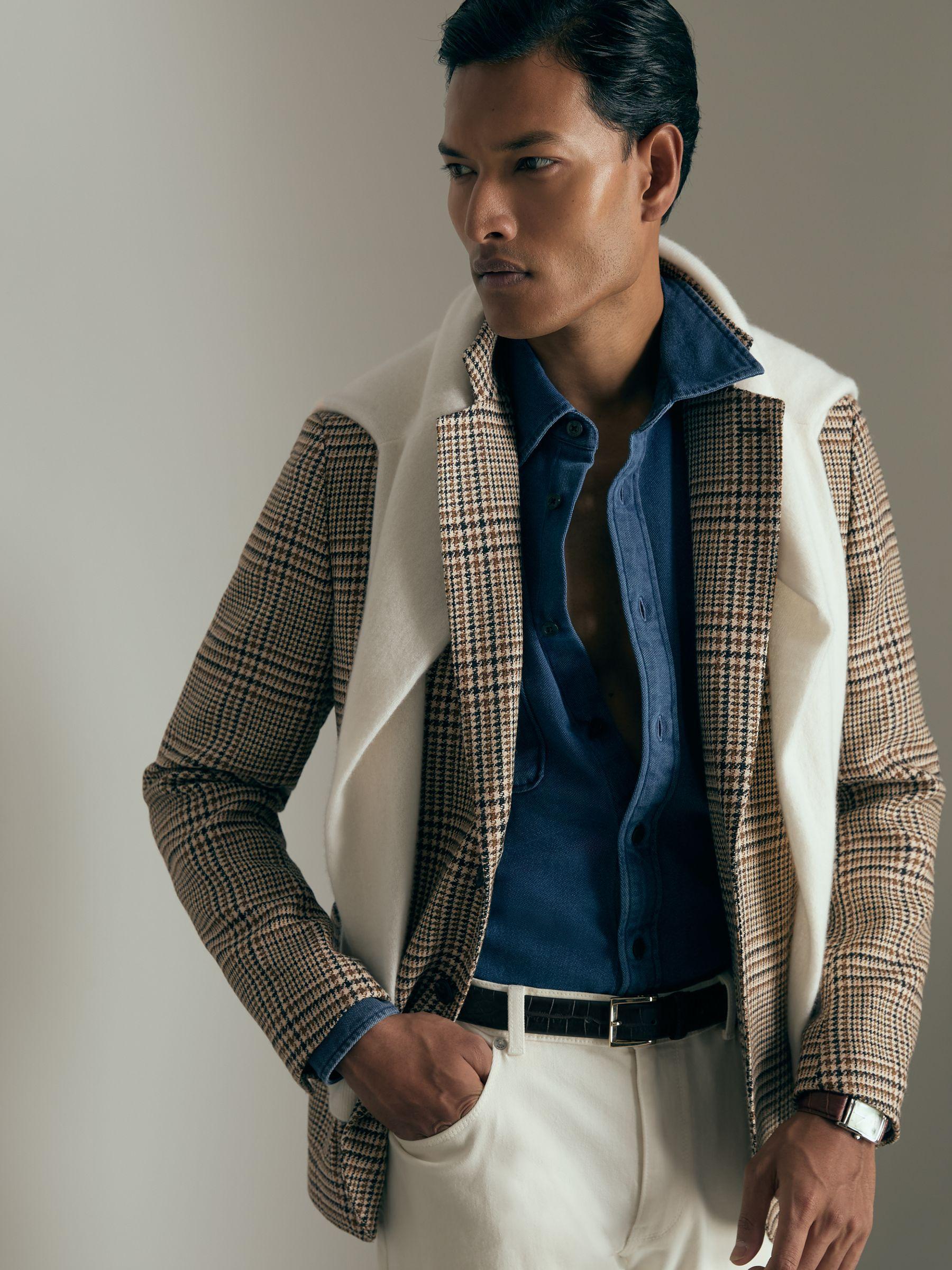 Atelier Single-Breasted Blazer in Wool Prince of Wales-Check in Brown Product Image